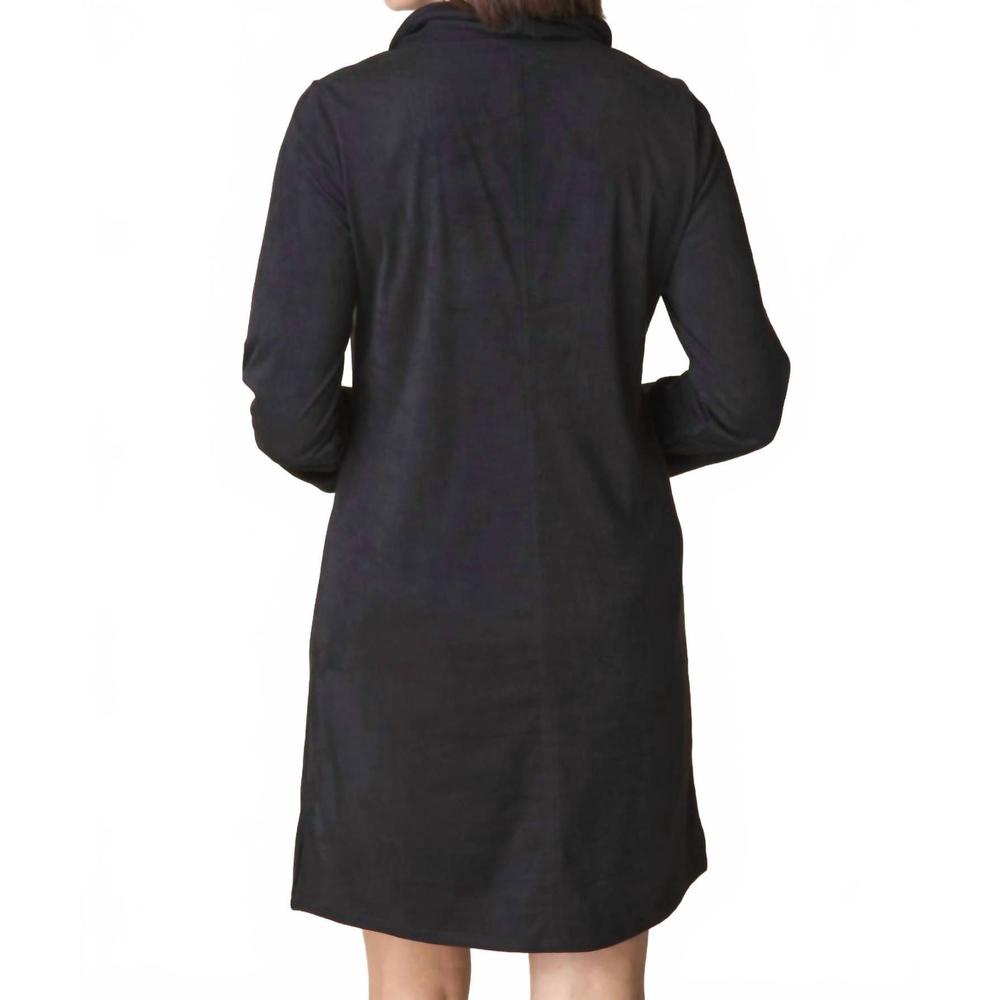 NEW HABITAT stretch faux suede easy pocket dress in black - Picture 2 of 2